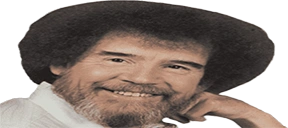 Bob Ross smiling ironically